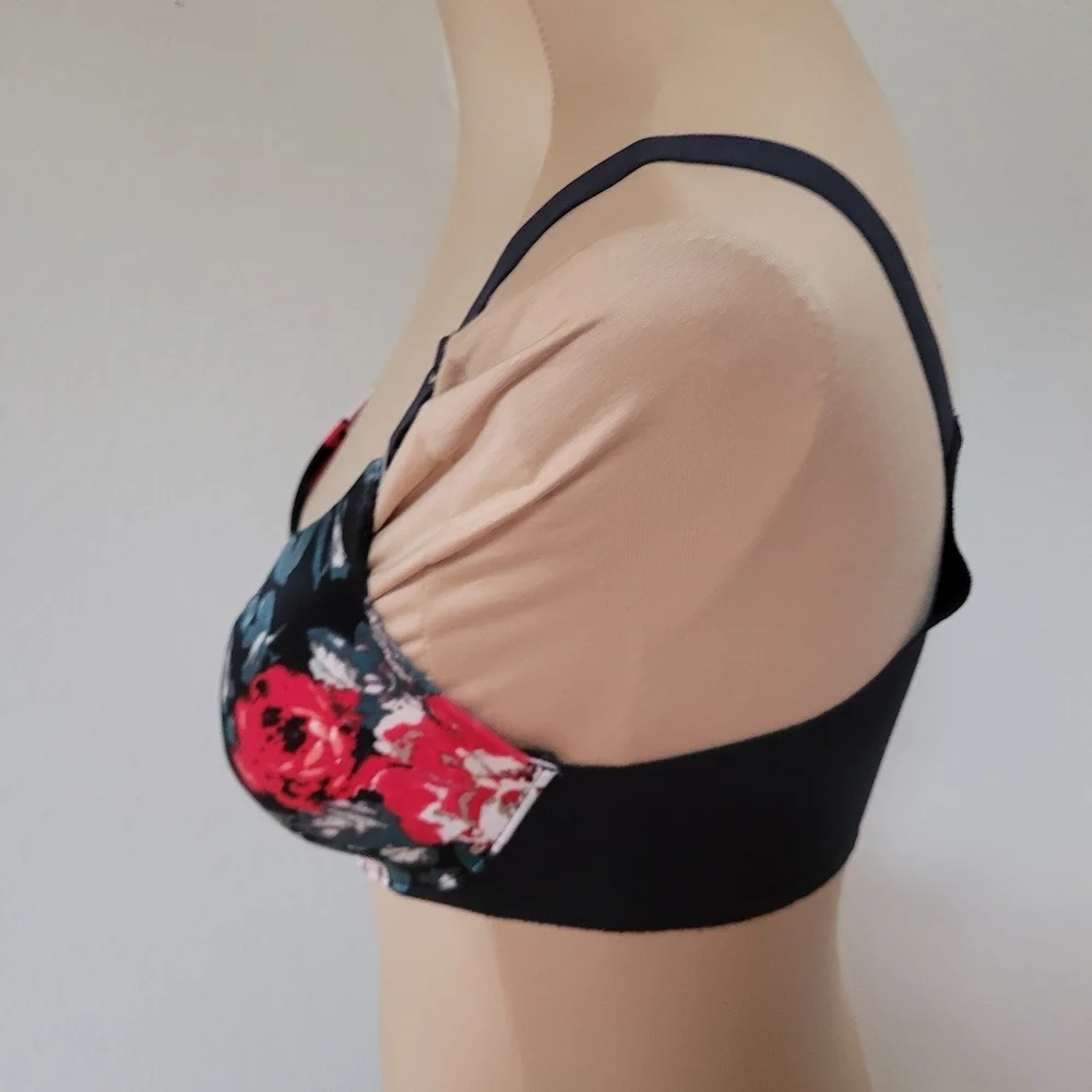 Soma Nadia Black and Red Floral Bra